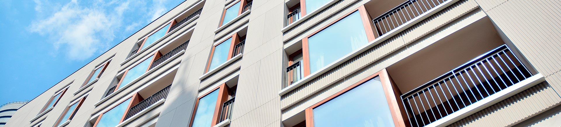 Contemporary residential building exterior in the daylight